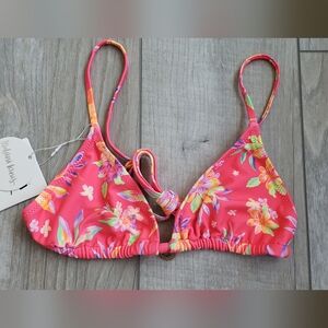 NWT Kulani Kinis Pink Floral Triangle Bikini Top